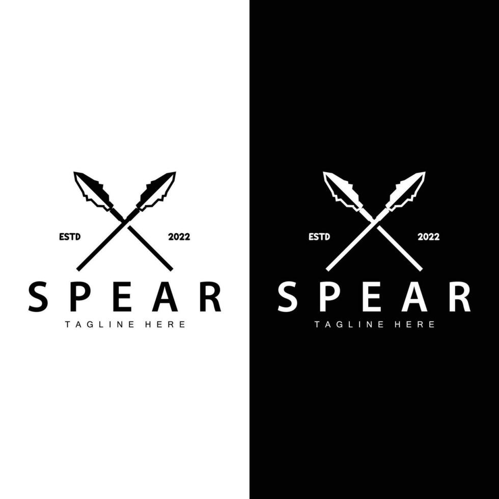 Spear Logo Old Vintage Rustic Simple Design Business Brand Spear Arrow vector