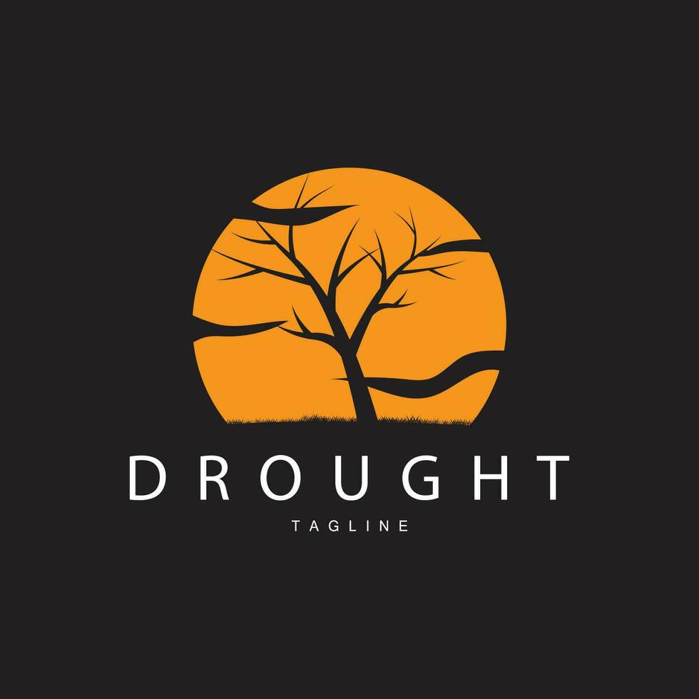 Drought Logo, Dry Tree Logo Design with Simple, Minimalist and Modern Vector Line Style