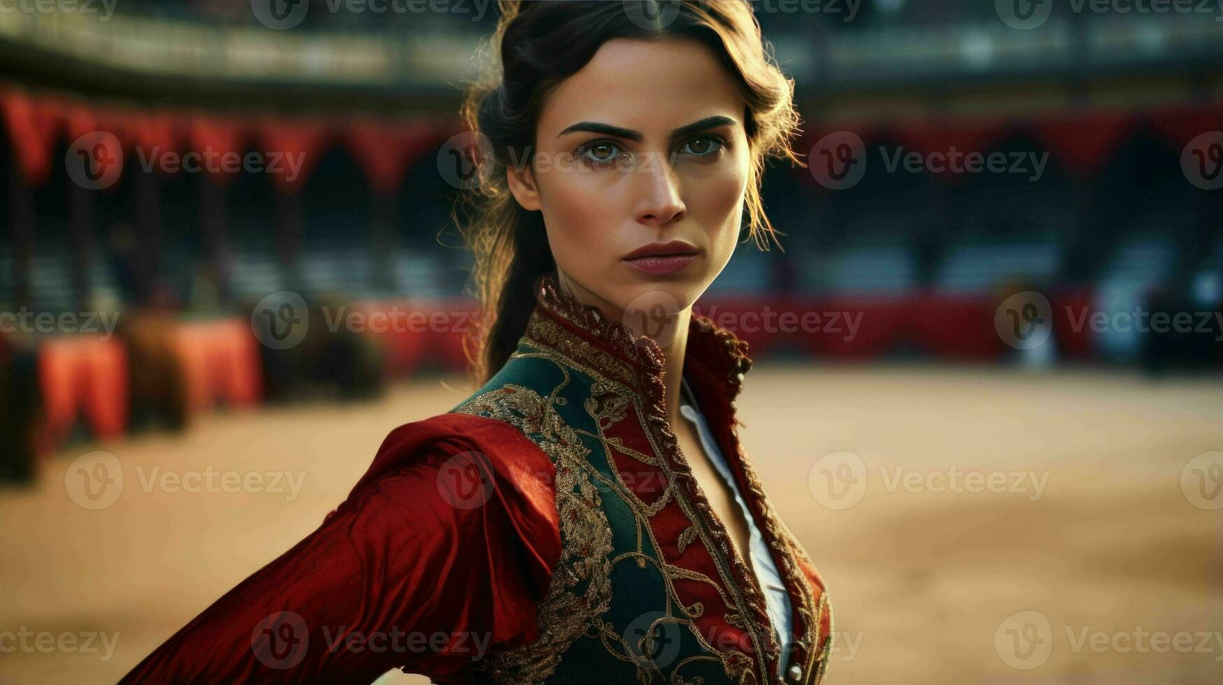AI generated A Beautiful Spanish Woman Matador in Traditional Attire photo