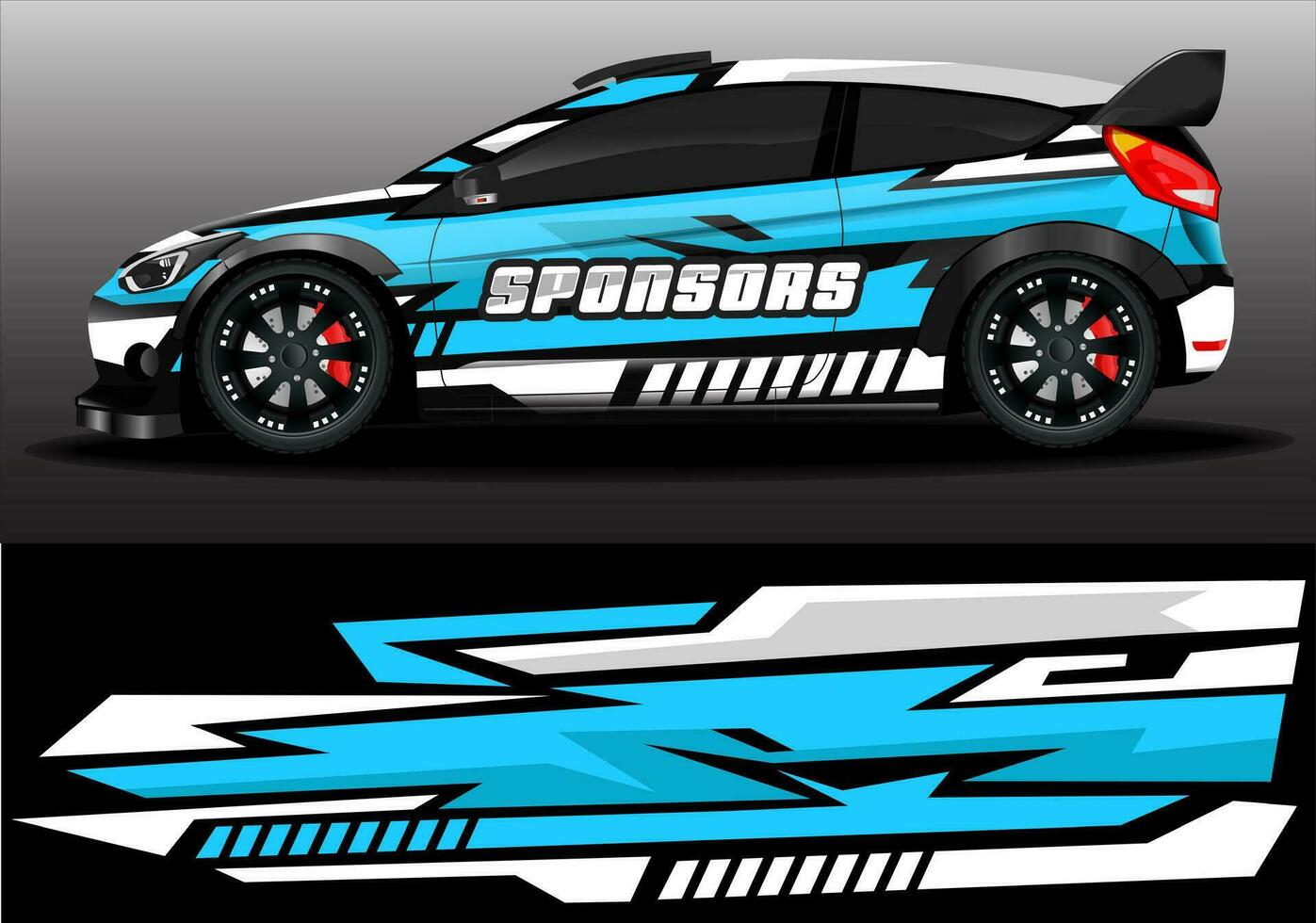 Car decal wrap design vector. abstract stripe racing  for livery, vehicle, rally, race, car. vector