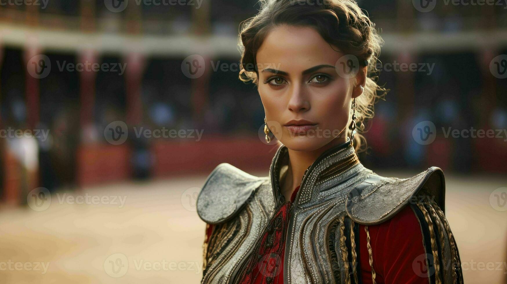 AI generated A Beautiful Spanish Woman Matador in Traditional Attire photo