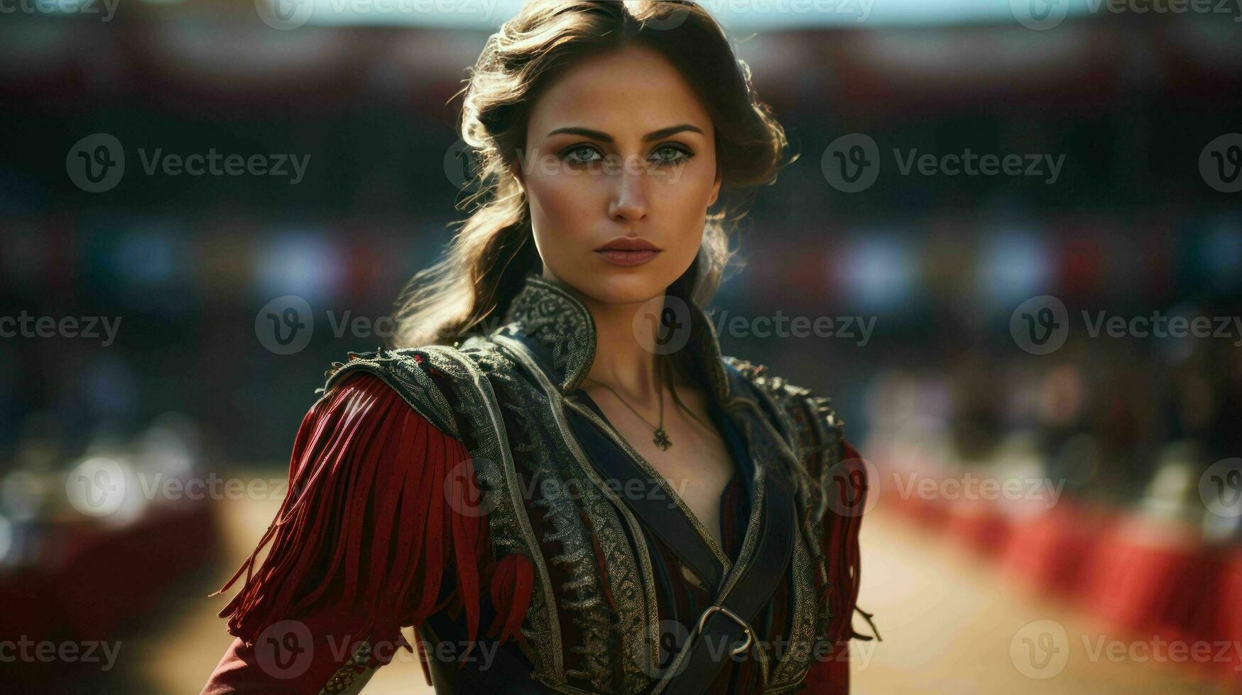 AI generated A Beautiful Spanish Woman Matador in Traditional Attire photo