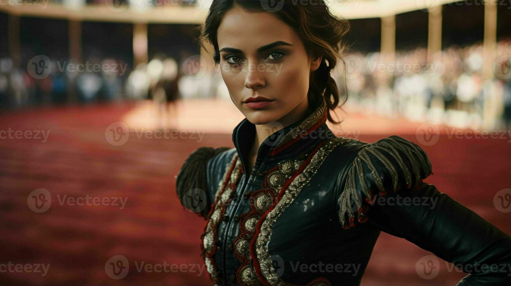 AI generated A Beautiful Spanish Woman Matador in Traditional Attire photo