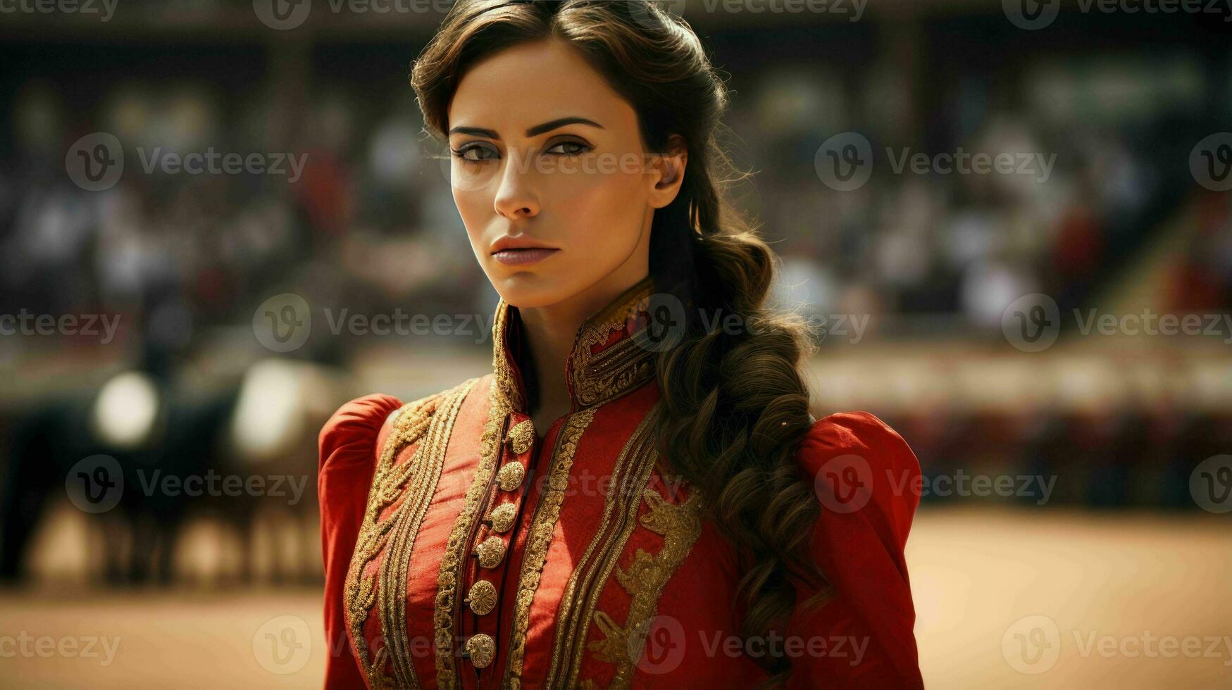 AI generated A Beautiful Spanish Woman Matador in Traditional Attire photo
