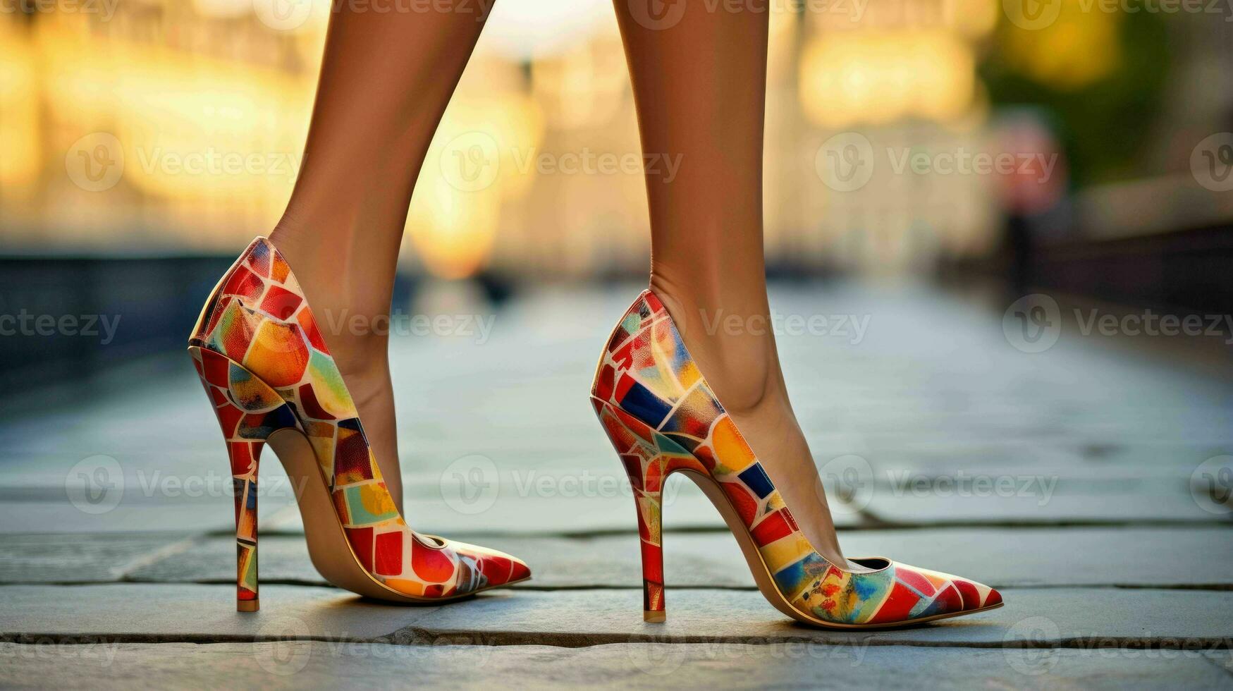 AI generated Woman wearing modern and fashionable trendy long heels photo