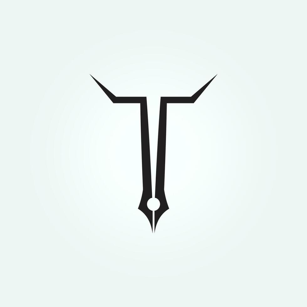 Feather pen tool logo vector icon design, classic stationery illustration