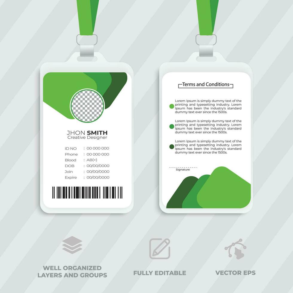 Business ID card Abstract ID badge template with picture Abstract ID card template concept vector