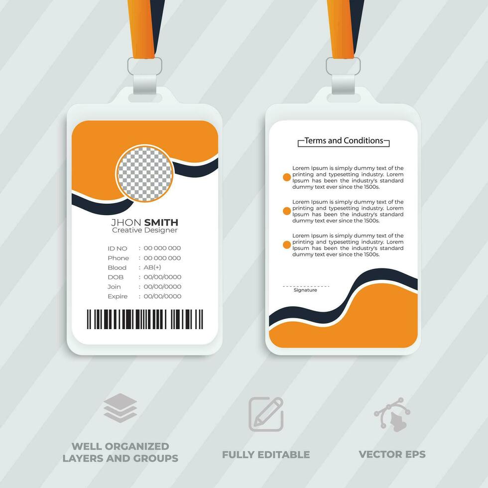 Business ID card Abstract ID badge template with picture Abstract ID card template concept vector