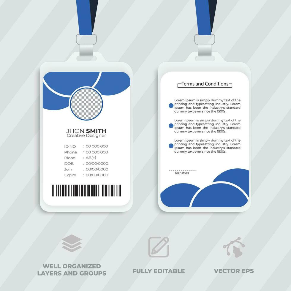 Business ID card Abstract ID badge template with picture Abstract ID card template concept vector