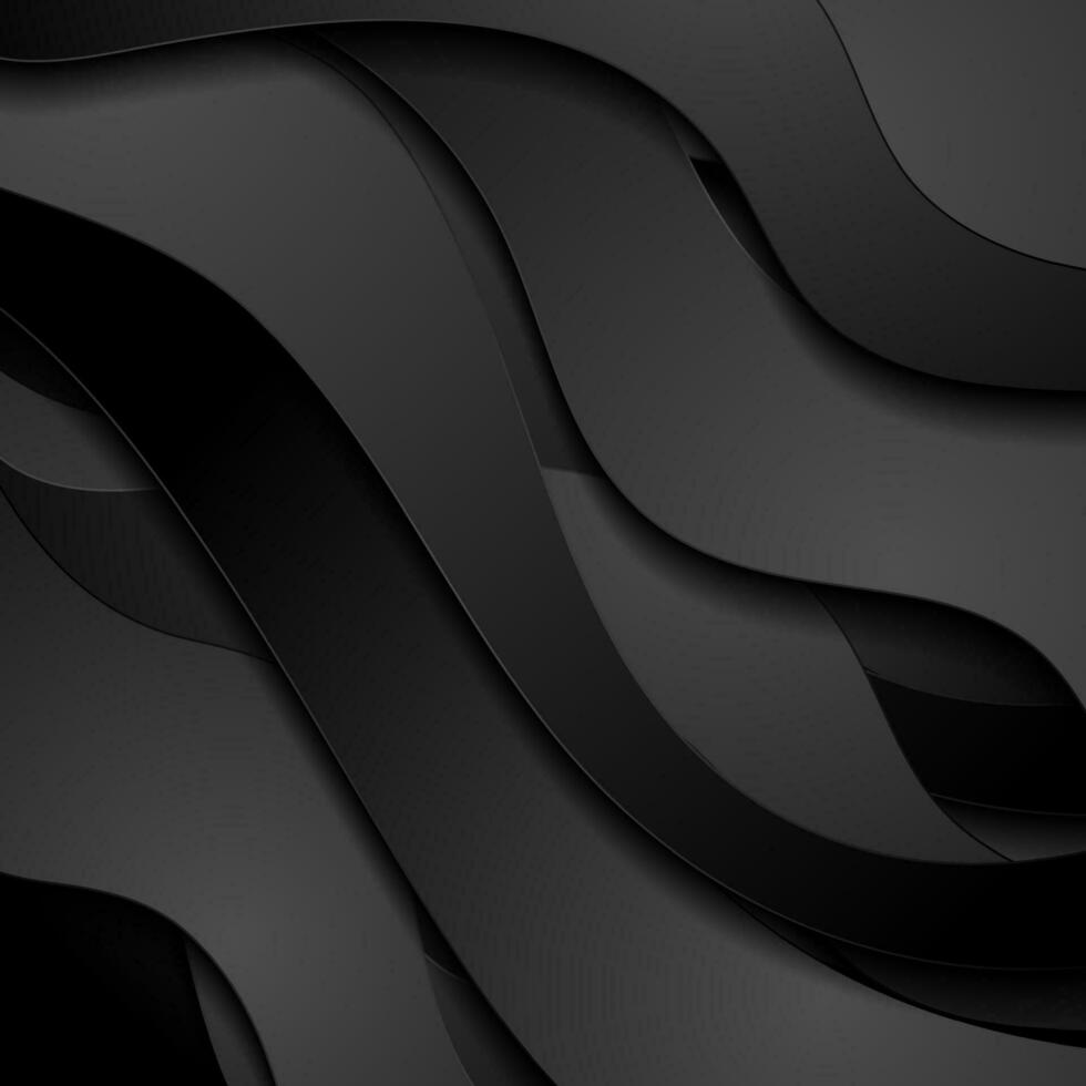 Black waves abstract corporate geometric background vector