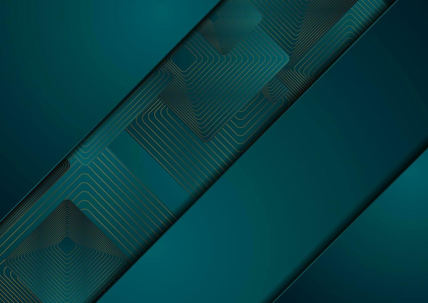 Dark blue abstract background with golden squares vector
