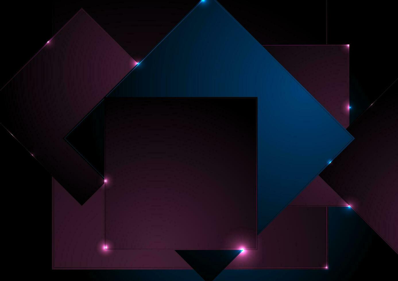 Abstract blue purple glowing shiny squares minimal background vector