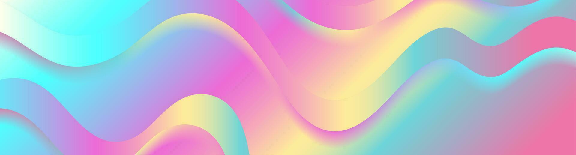 Colorful holographic abstract liquid waves background vector