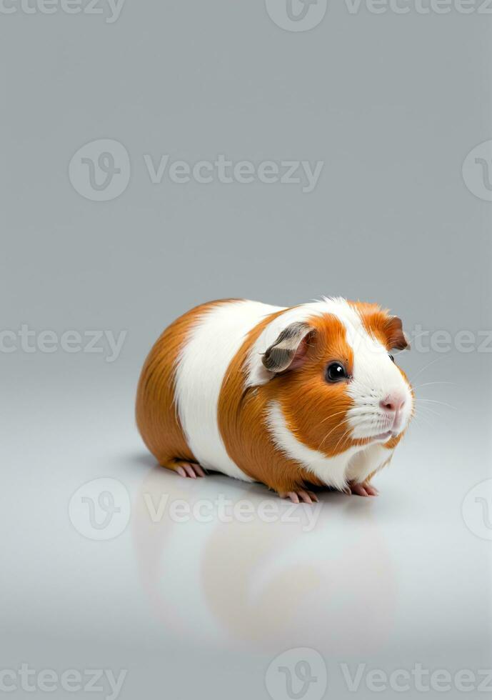 Guinea cerdo aislado en un blanco antecedentes. ai generado foto