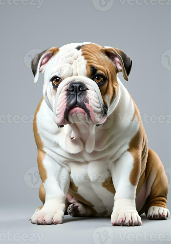 English Bulldog Isolated On A White Background. AI Generated photo