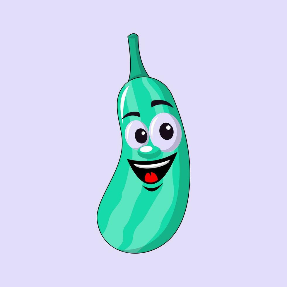 Cartoon eggplant character funny face isolated on white background vector illustration. Funny food concept.