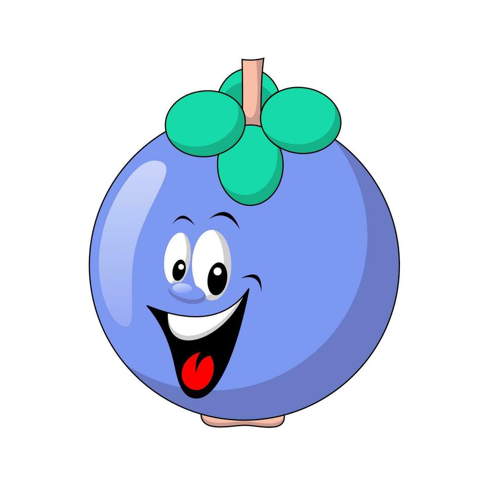 cute cartoon mangosteen flat fruit character. Modern illustration with cute comics characters. Hand drawn doodles of comic characters. Set in modern cartoon style. vector