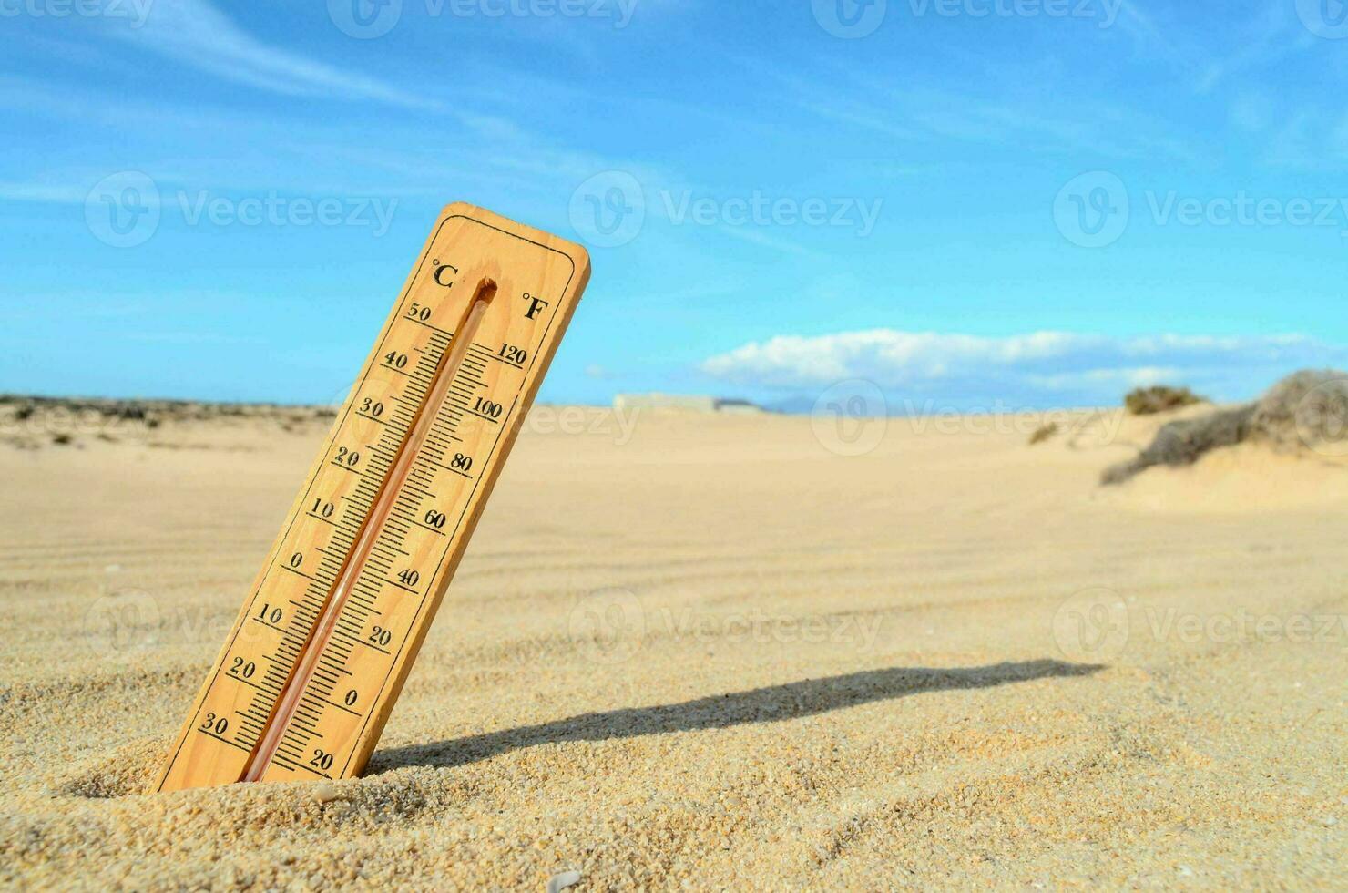 a thermometer in the desert photo