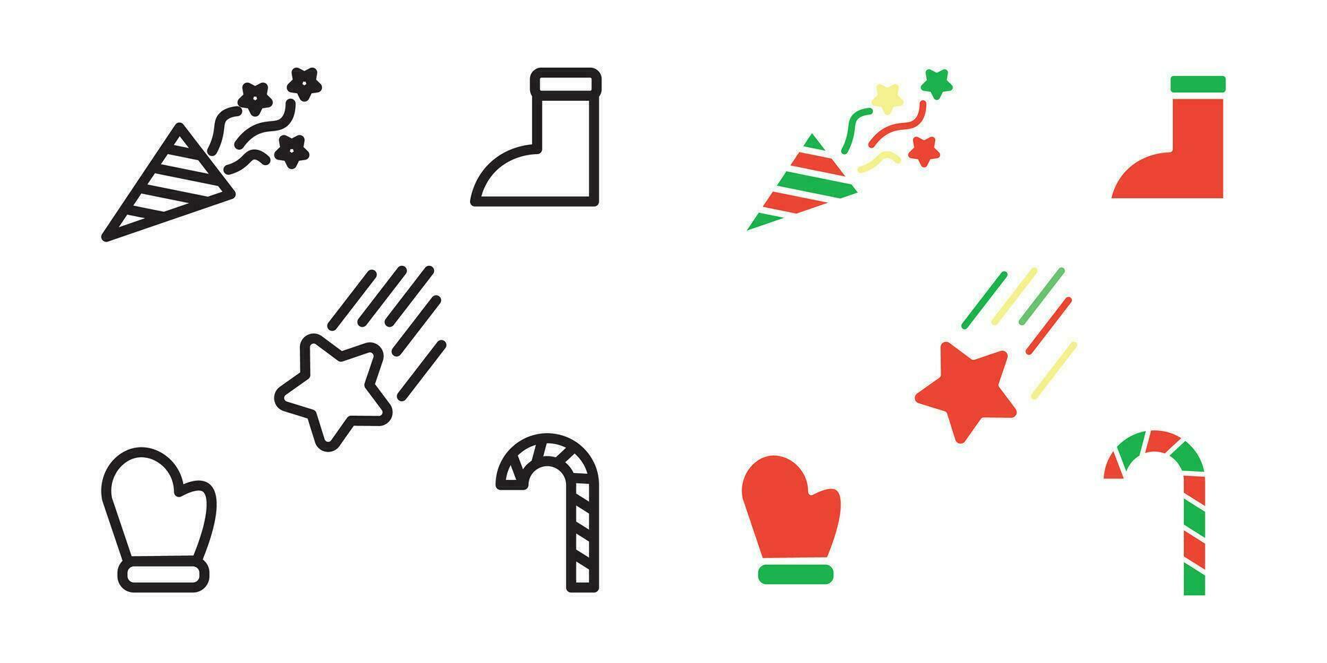 Christmas icons. Set of abstract christmas icons. Christmas decorations in flat linear design vector