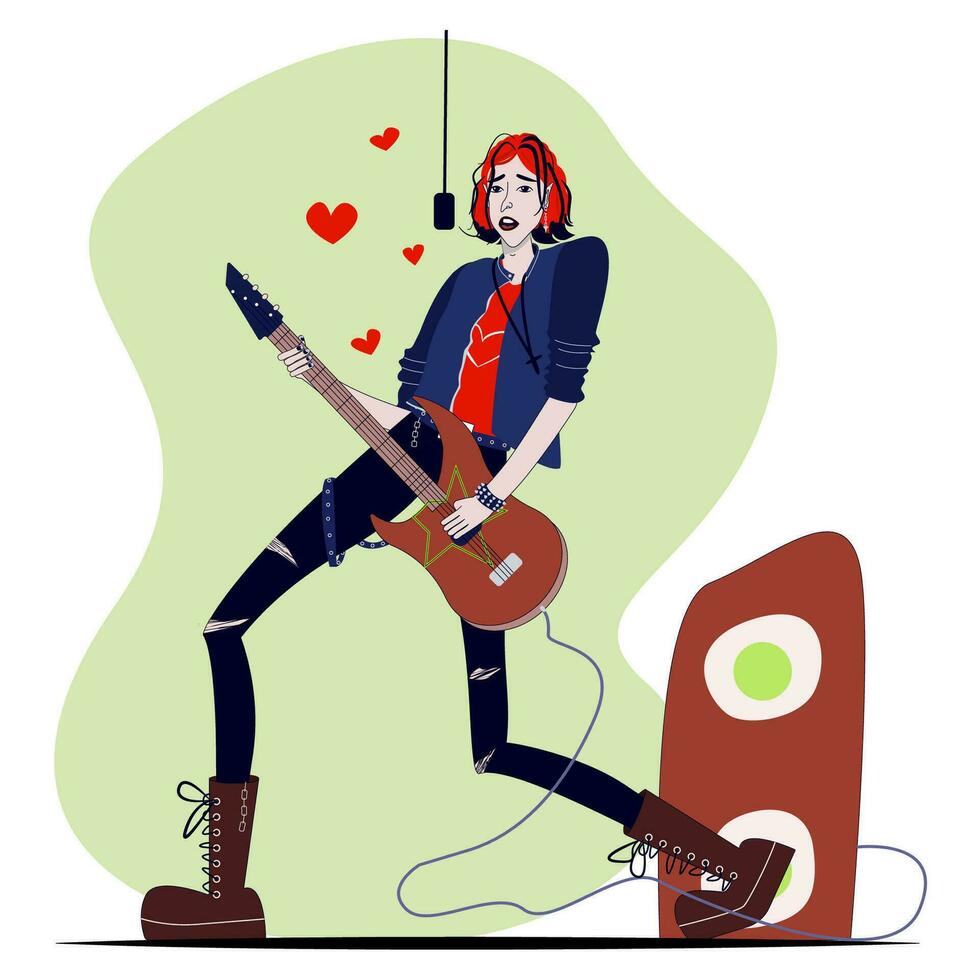 Rock star in love vector