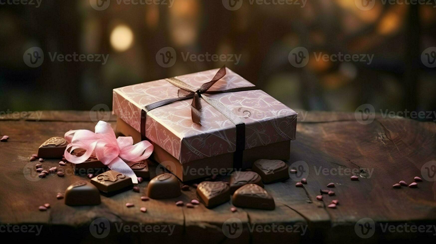 ai generado san valentin día antecedentes fondo de pantalla, chocolate amar, corazones, romántico rosas, generativo ai foto