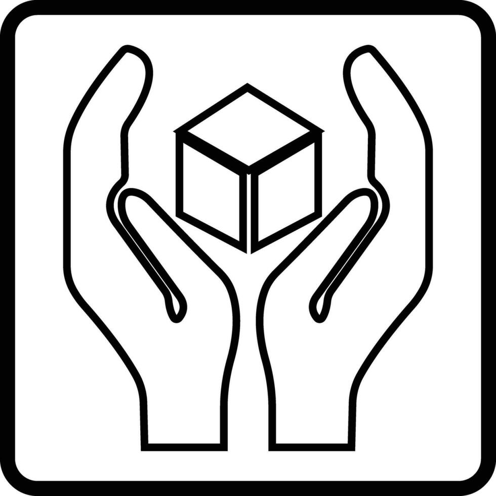 handle with care symbol in line style icons with frame. Isolated on transparent background .cardboard boxes or packaging of goods such as warning signs logotype vector for apps and website