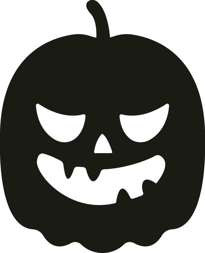 Funny Halloween pumpkin face icon flat style Scary face isolated transparent background Jack lantern pumpkin smiling Template for Halloween greeting card poster brochure or flyer. Vector apps website