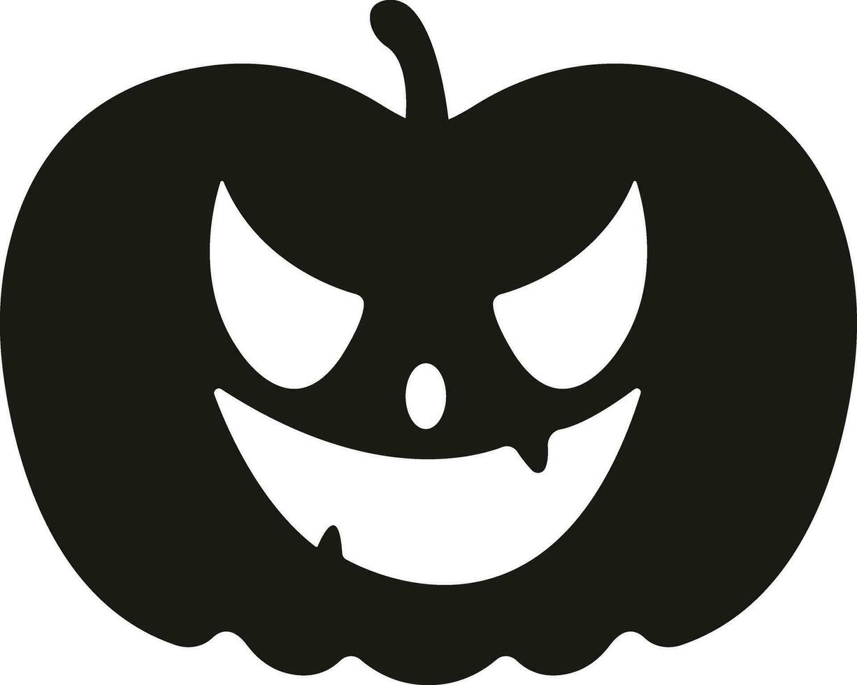 Funny Halloween pumpkin face icon flat style Scary face isolated transparent background Jack lantern pumpkin smiling Template for Halloween greeting card poster brochure or flyer. Vector apps website