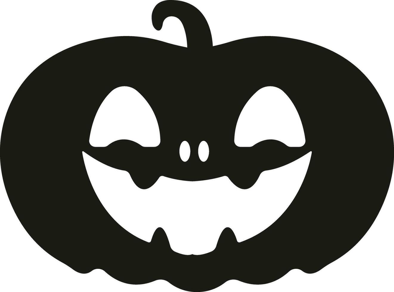 Funny Halloween pumpkin face icon flat style Scary face isolated transparent background Jack lantern pumpkin smiling Template for Halloween greeting card poster brochure or flyer. Vector apps website