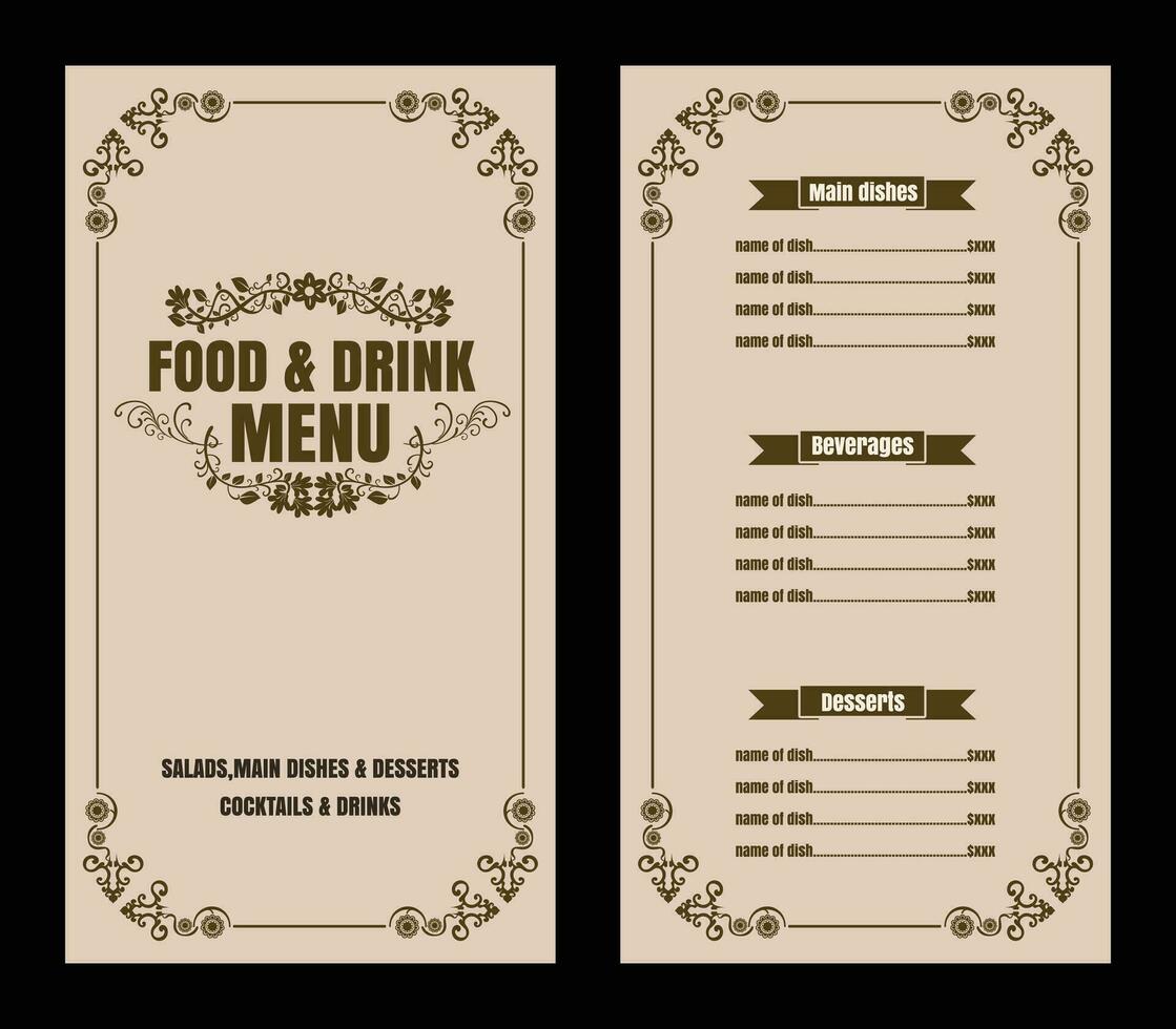 Fast Food Restaurant Vector Menu Template