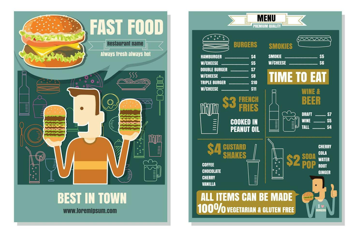 Fast Food Restaurant Vector Menu Template