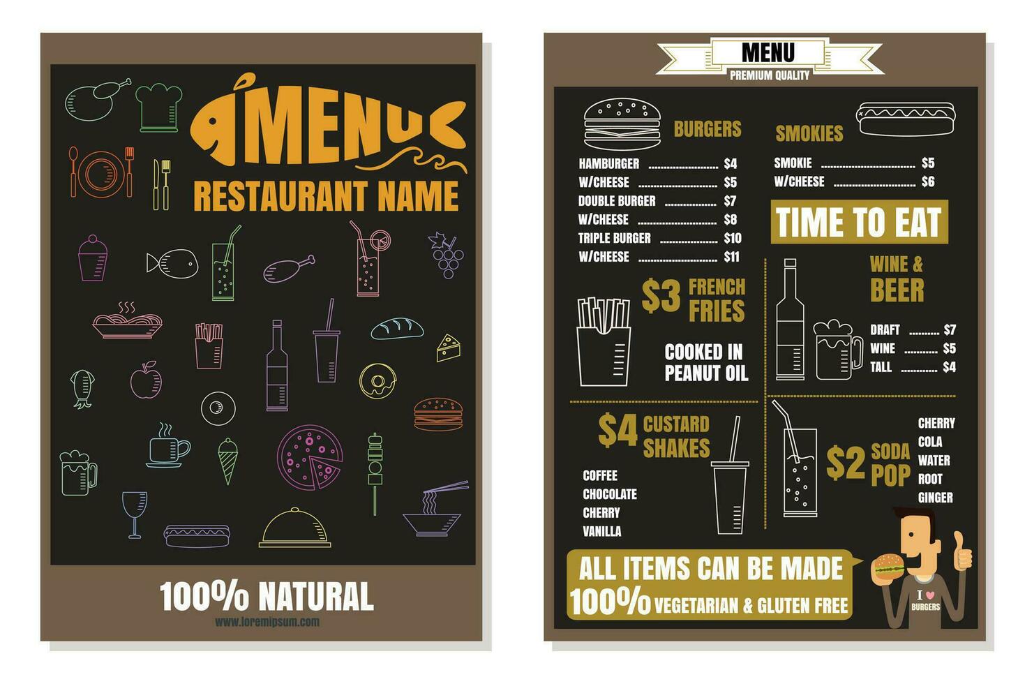 Fast Food Restaurant Vector Menu Template