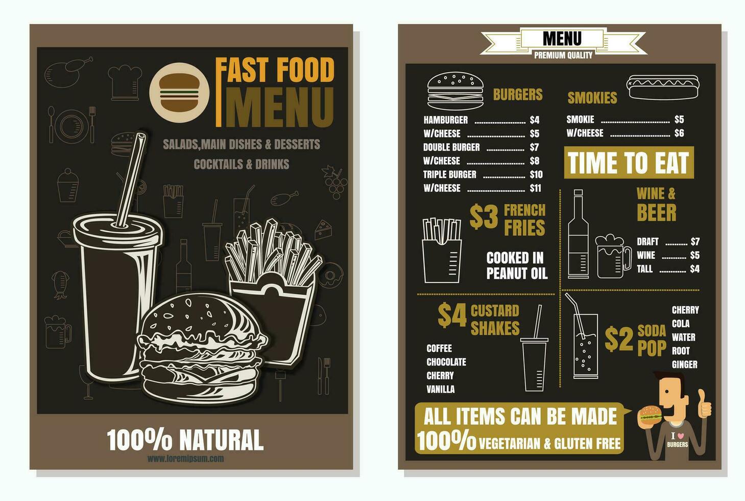 Fast Food Restaurant Vector Menu Template