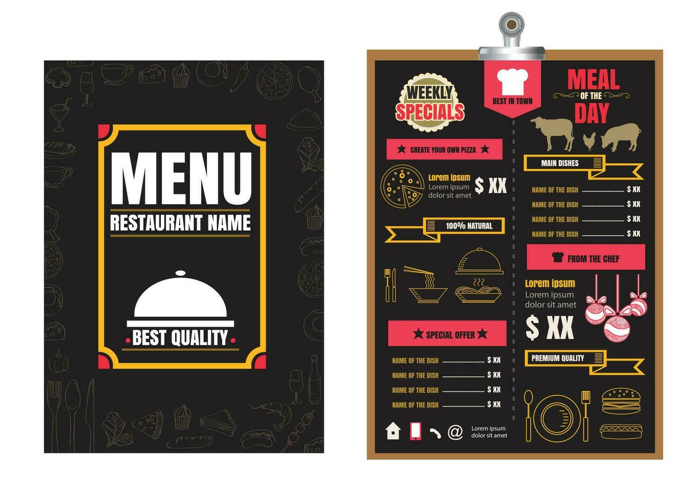 Fast Food Restaurant Vector Menu Template