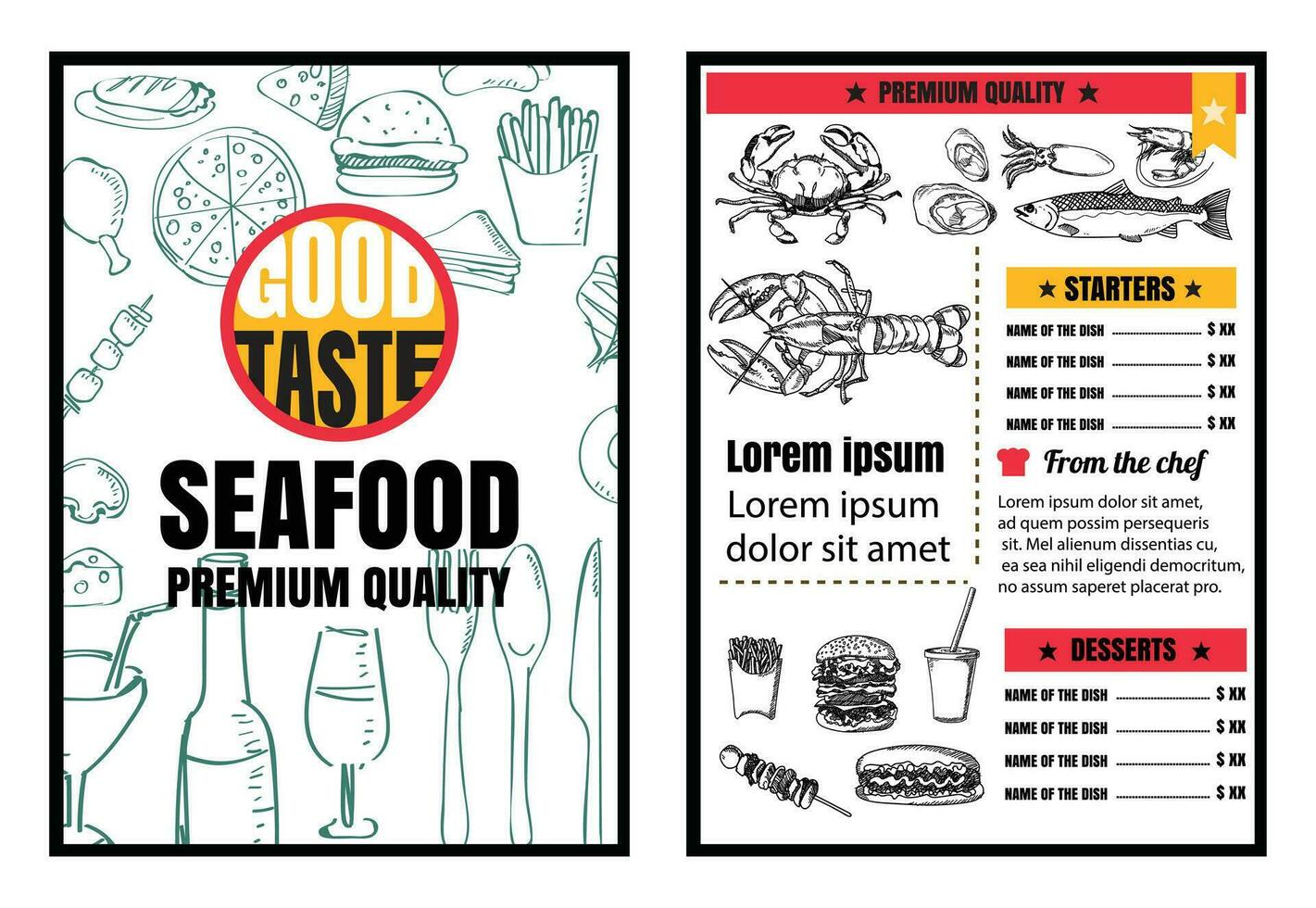 Fast Food Restaurant Vector Menu Template