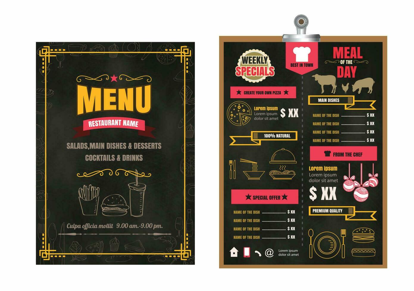 Fast Food Restaurant Vector Menu Template