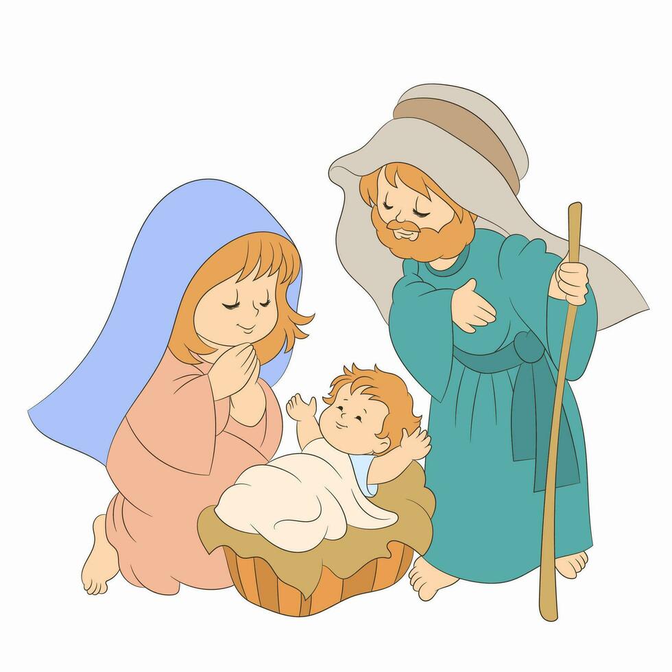 María y Joseph con bebé Jesús diseño vector