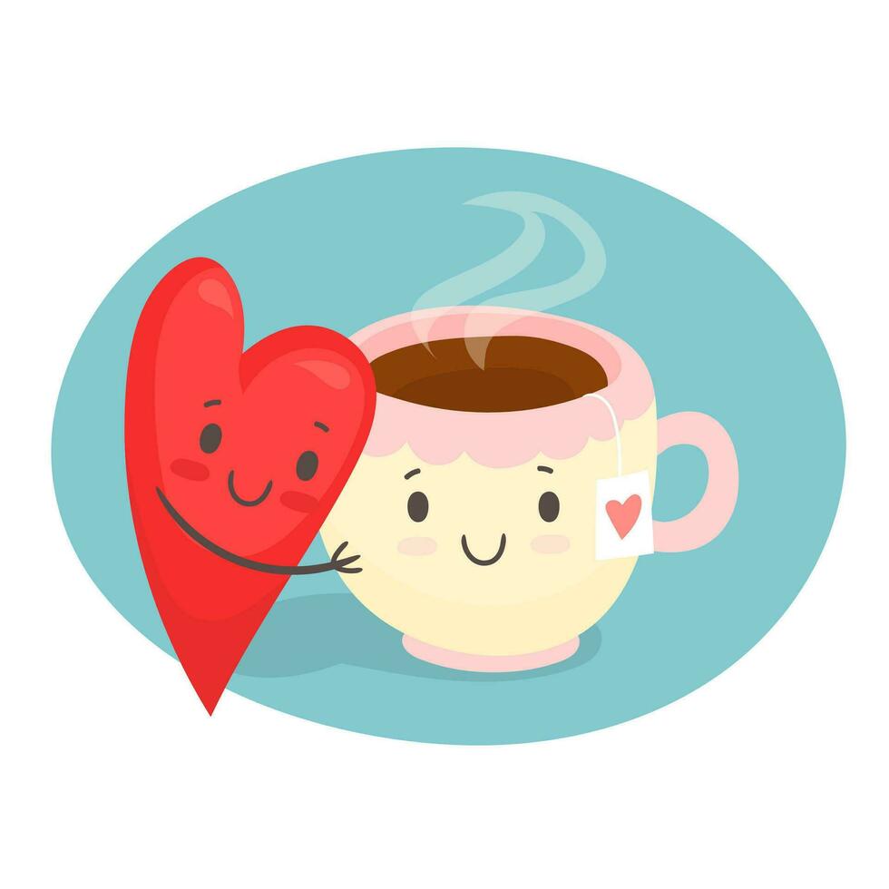 café taza con rojo corazón, yo amor café vector