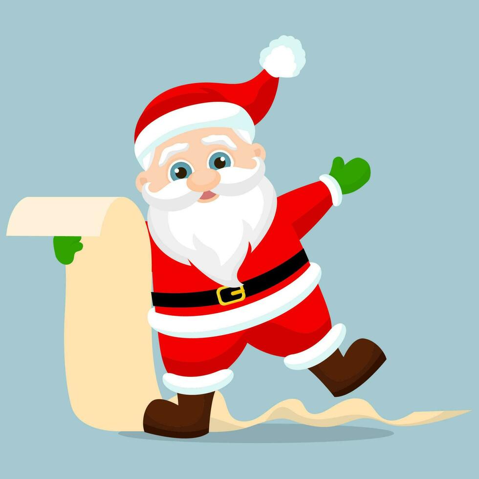 Cute Santa Claus Reading the gift list vector