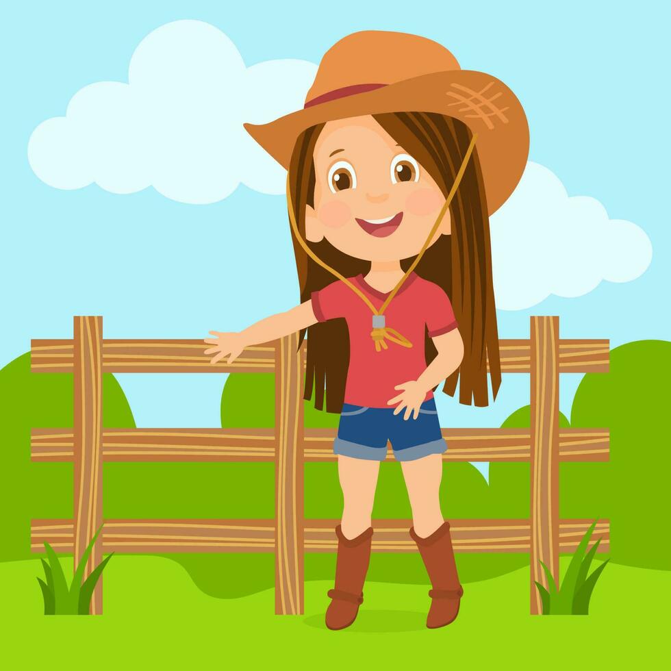 Cowgirl with hat vector