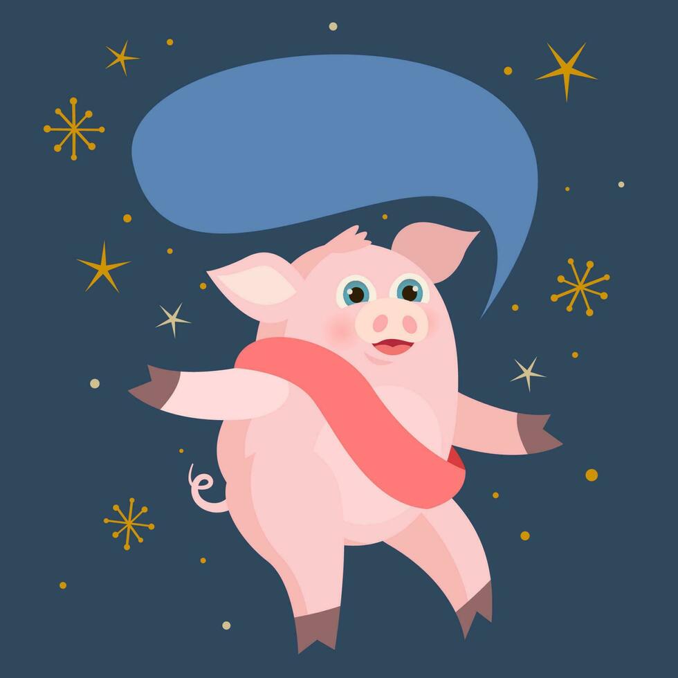 Cute pig celebrating new year, Chinese symbol vector