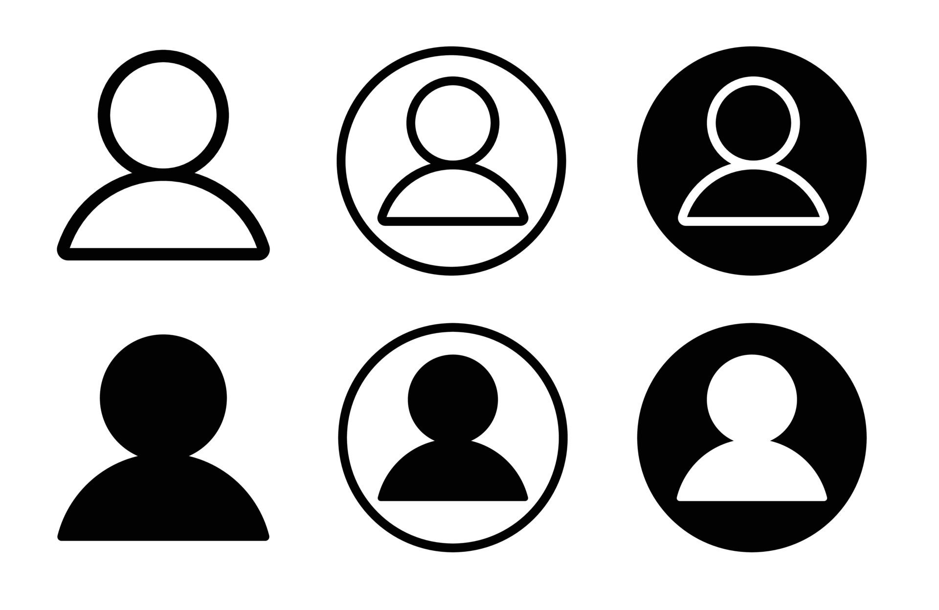 User icon set. Admin login icon. User profile icon on transparent