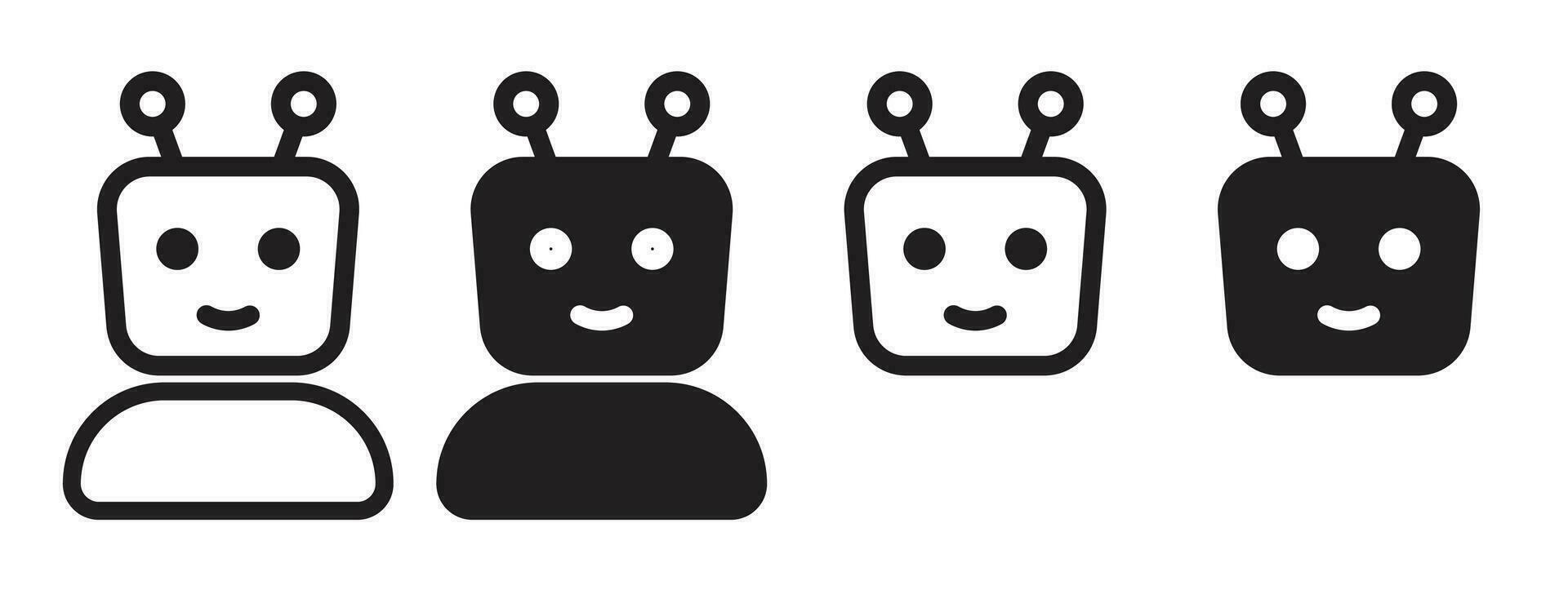 Robot icon set. Chat bot pictogram. Virtual ai speech bot symbol. vector