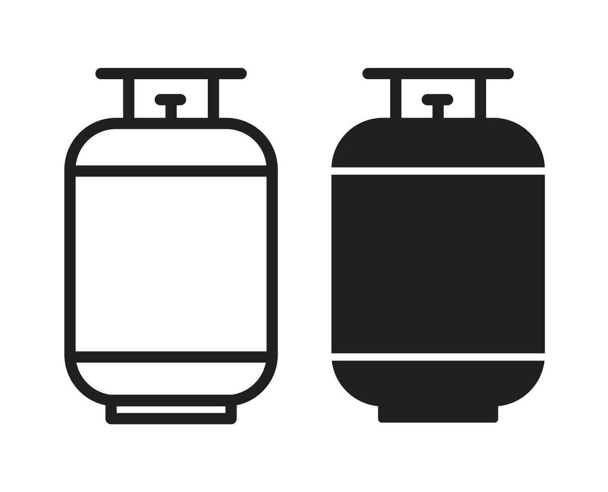 Kitchen cooking compressed lpg gas cylinder line icon. Propane, methane, or butane gas tank symbol. vector