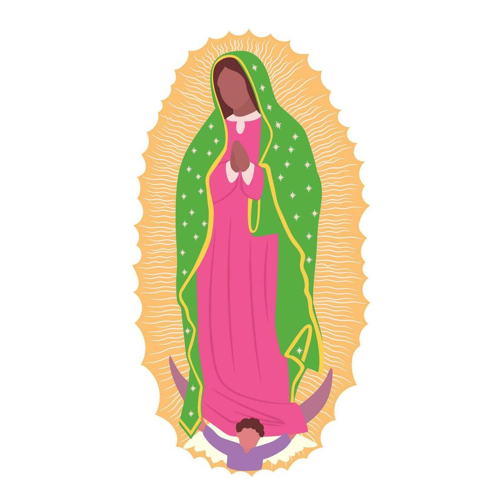 nuestra senora de guadalupe ilustracion mexicana virgen maria catolica vector