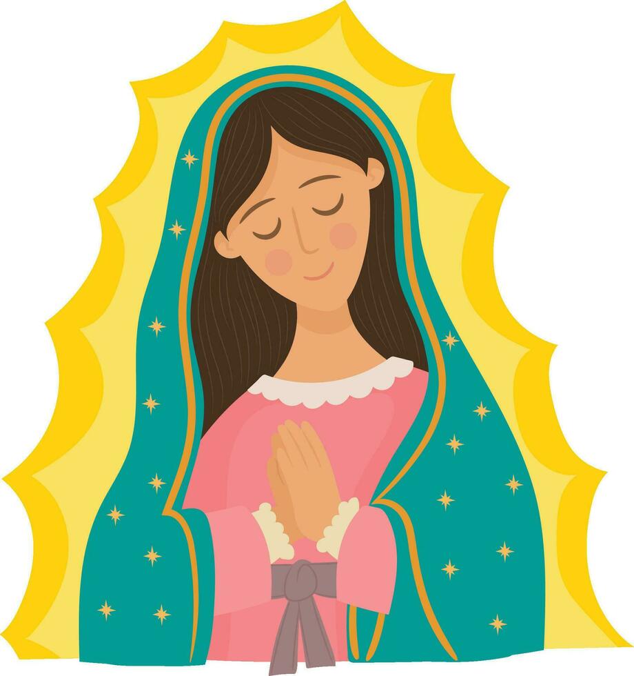 Our Lady of Guadalupe Mexican Illustration catholic virgin Mary vector