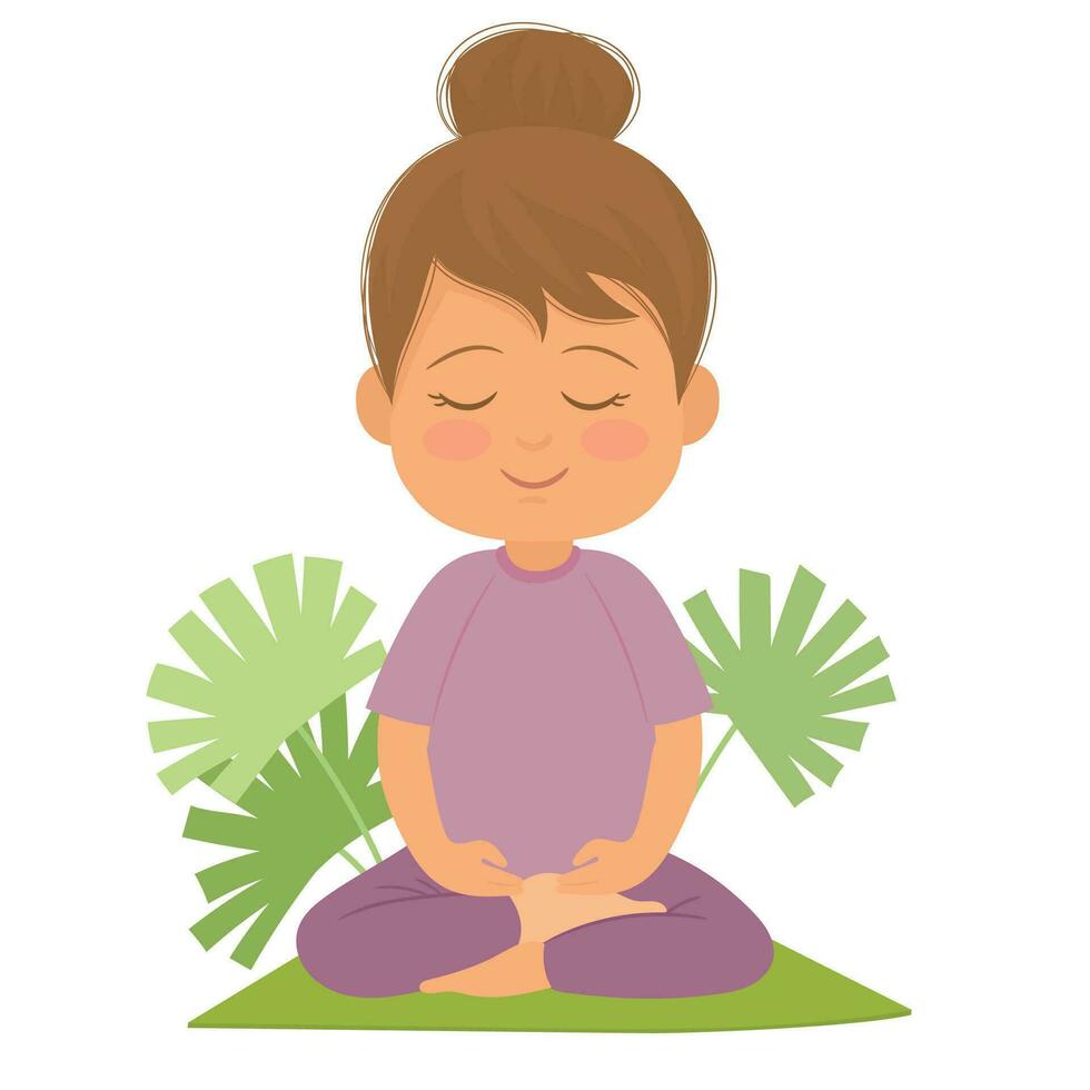 Little Kid Kneeling and Praying with Folded Hands vector