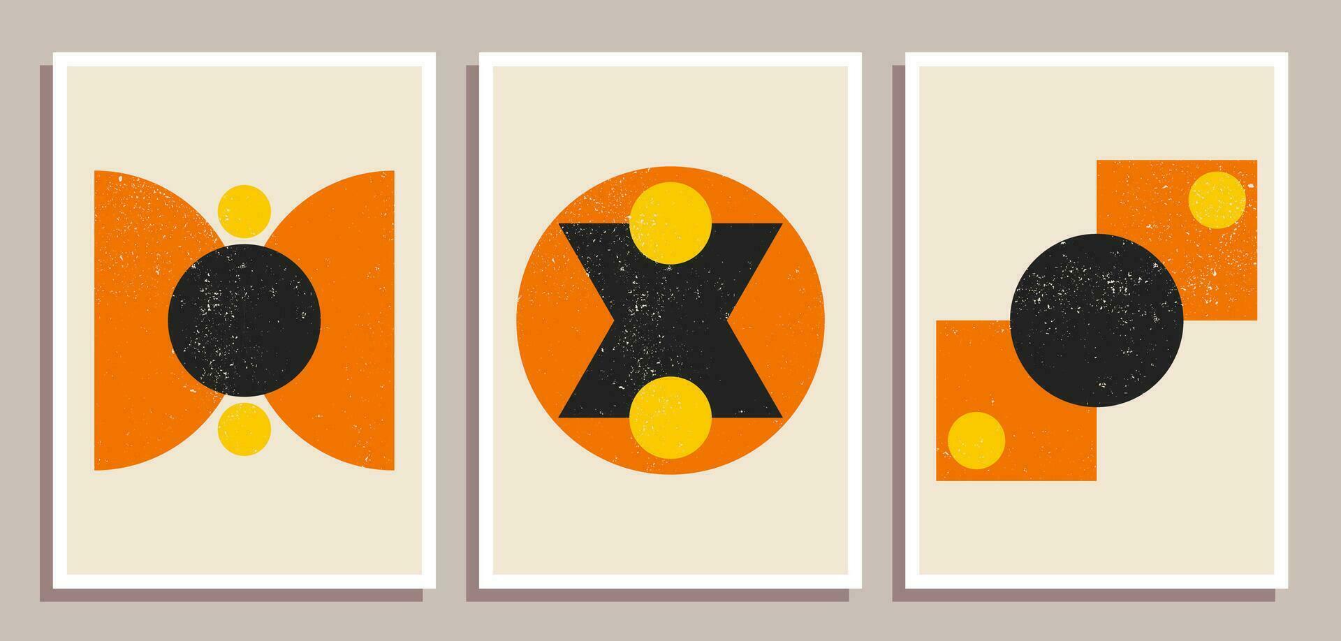 conjunto de mínimo retro geométrico diseño carteles conjunto de contemporáneo Arte pared decoración. geométrico formas póster cubrir antecedentes. vector