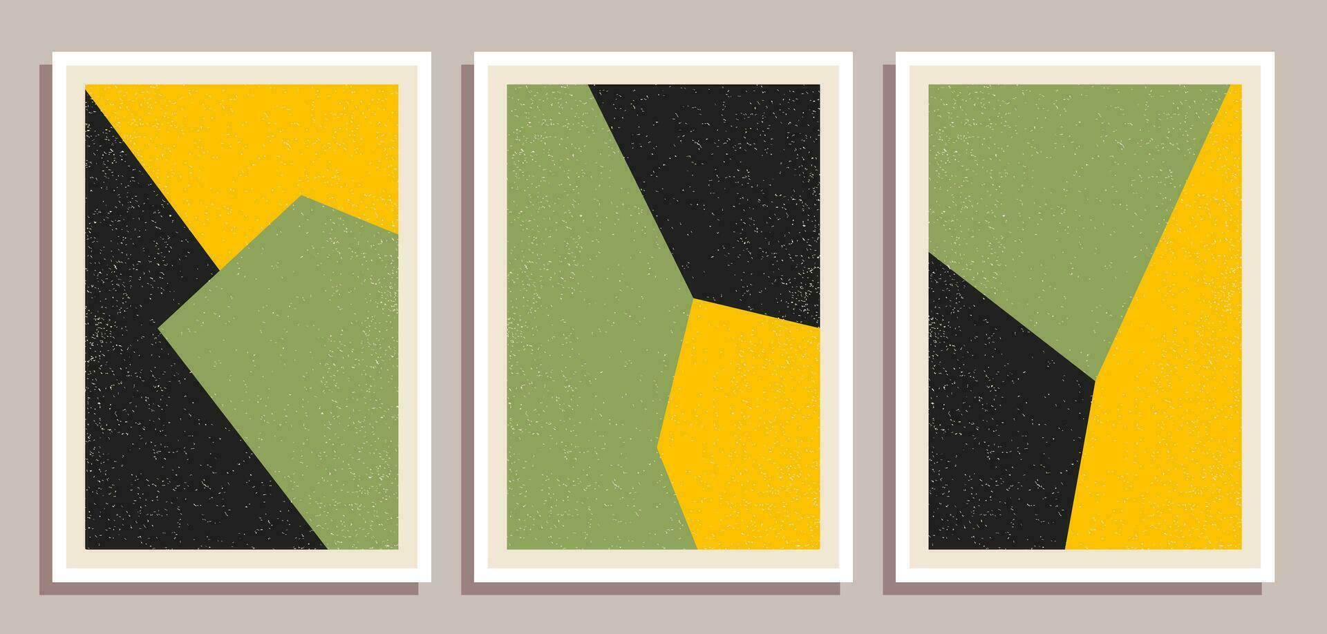 conjunto de mínimo retro geométrico diseño carteles conjunto de contemporáneo Arte pared decoración. geométrico formas póster cubrir antecedentes. vector