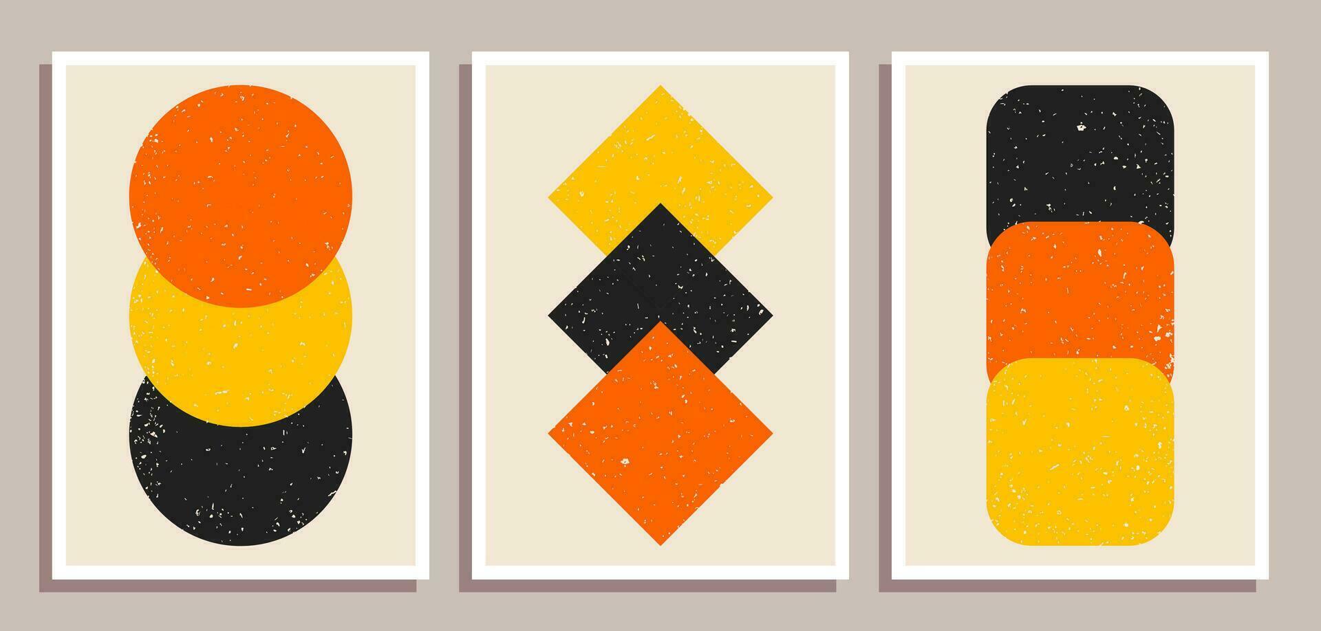 conjunto de mínimo retro geométrico diseño carteles conjunto de contemporáneo Arte pared decoración. geométrico formas póster cubrir antecedentes. vector